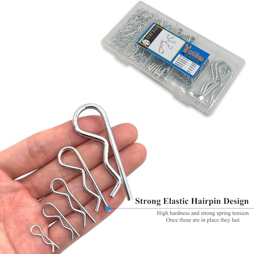 Image of 114 Pcs Hitch Pin Clip R Clips Retaining Pins Tractor Cotter Pin Hair Pin Assortment Spring Clip Retainer Pins Hitch Keeper Pins Kit for Dolly Pins /Trailer Pin Clips /Hand Ttruck Pin Replacement