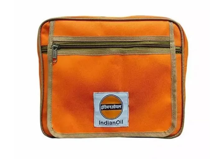 Indian Oil Messenger Bag, Orange with Tan Trim, Zipper Compartments-image-2