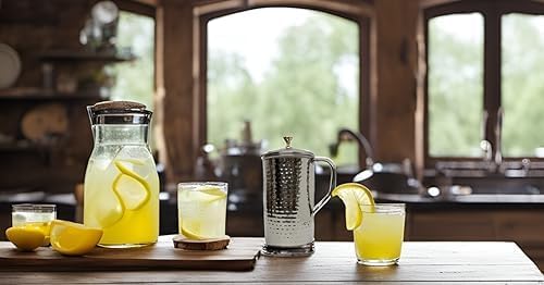 Large Half Gallon / 2.2 Liters / 74 Fl Oz Stainless Steel Pitcher Jug Carafe with Lid Classic Minimalist Designs Leakproof All Beverages by American Ayurveda (Stainless Steel Hammered) - Image 6