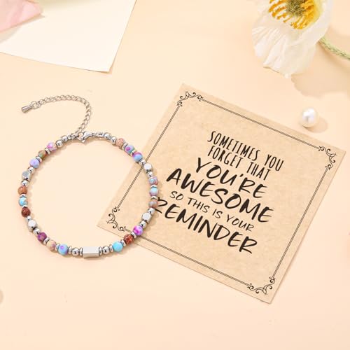Image of Desimtion Healing Natural Stone Bracelets for Women Girls, Sometimes You Forget You're Awesome -Christmas Gifts for Women Teen Girls, Best Friend Birthday Gifts for Women Friendship Bracelets