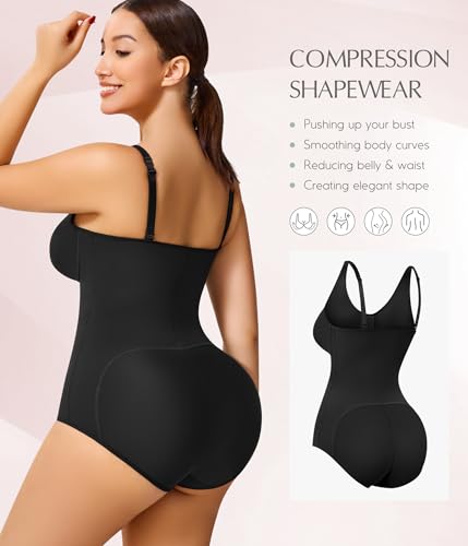MERYOSZ Shapewear Bodysuit for Women Tummy Control Body Suits V Neck Zipper Waist Trainer Bodysuits Body Shaper Tops2