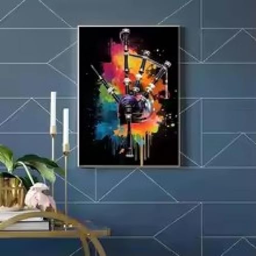 Affiche colorée d'instrument de musique, déco murale avec cadre 60x80