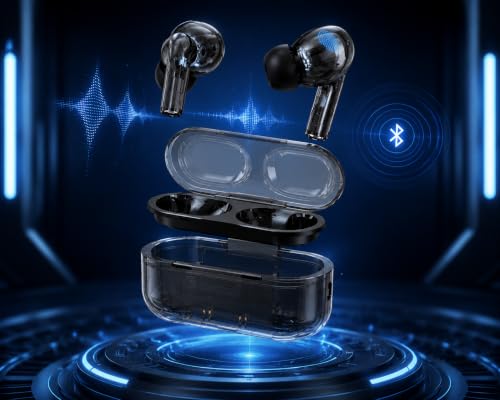 Image of BassPlus+ BT-160 True Wireless Earbuds, Bluetooth 5.3 TWS Earphones with HD Mic, Deep Bass Sound, 26H Playtime, Touch Control, Type-C Charging & Silicone Case with Hook (Black)