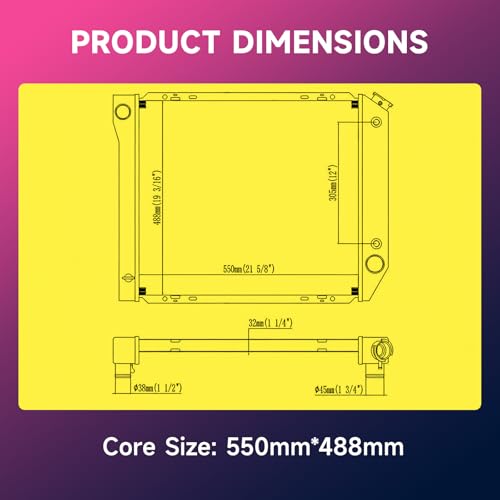 Image of Engine Coolant Radiator Assembly Compatible with Ford Bronco 4.9L 1980-1984,Ford F-100 4.9L 1980-1983,Ford F-150 4.9L 1980-1984,Ford F-250 4.9L 1980-1984,Ford F-350 4.9L 1980-1984