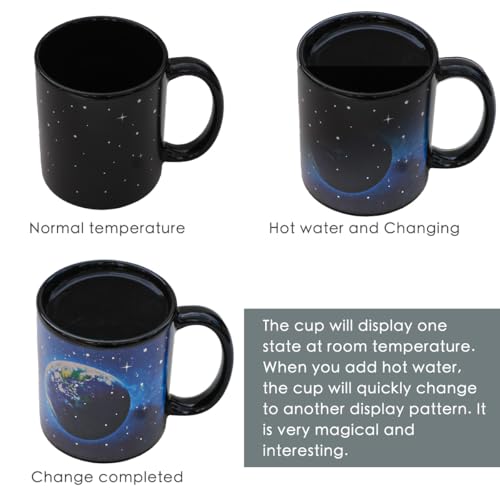 Kmiles Caneca de lua estrelada com mudança de calor, caneca de café mágica que muda de cor, xícara d