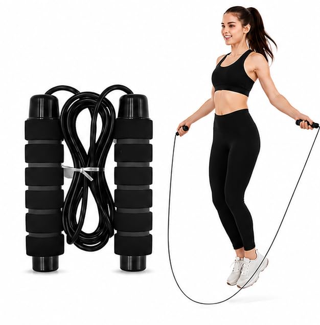 SUVIKSHA Jump Rope,Adjustable Skipping Rope with Soft Foam Handles, Tangle-Free Rapid Speed Jumping Rope with Ball Bearings for Women, Men, and Kids Aerobic Exercise (Random Color)-image-48
