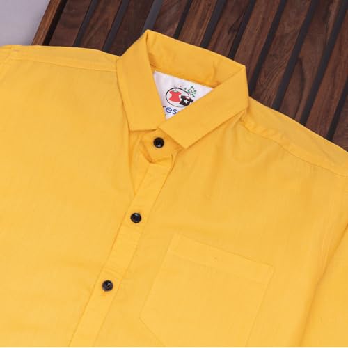 Image of Vikita Enterprise Kid Boy's Cotton Solid Shirt with Spread Collar Neck Full Sleeves Button Closure Curved Length and One Pocket | Shirt For Kids Boys