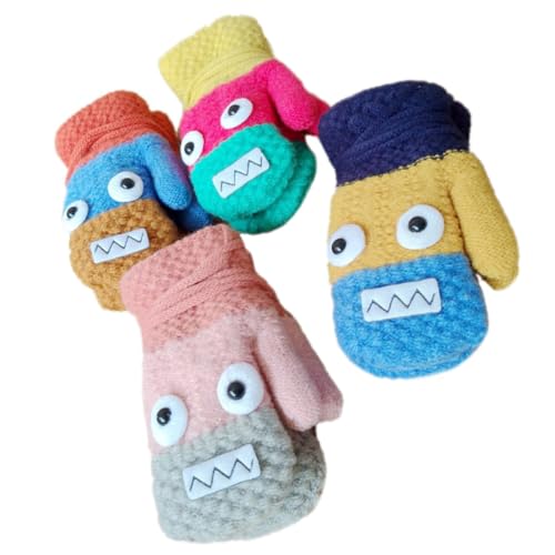 Homoyoyo 4pairs Adorable Cartoon Finger Gloves Easy to Wear Carry Full Finger Mittens Fun Boys and Girls Clothing Great for Outdoor Sports Kindergarten Gloves Newborn to Boys and Girls