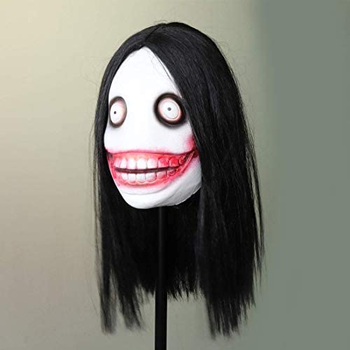 Halloween Scary Mask Women for Adult Zombie Creepy Ghost Masks with Long Hair Horrible Smilling Costume