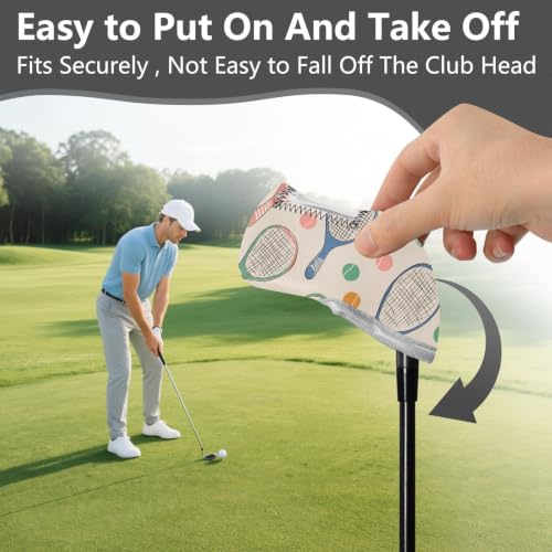 Couvre-club coloré résistant à l'eau pour raquette de tennis et balle de golf pour la plupart des putters Blade – vue 4