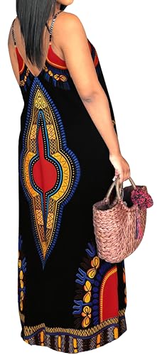 Image of SeNight Women's Maxi Denim Dress Spaghetti Strap with Pockets | Maxi Denim Dress Spaghetti Strap Loose Fit Summer Beach Long Dress with Pockets