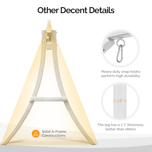 Image of VINGLI 6.7FT Wooden Porch Swing Frame, 1000-lb A-Frame Stand, White