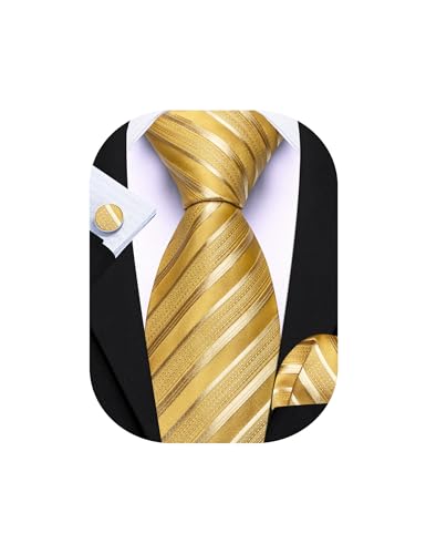 Image of Barry.Wang Mens Tie Set Plaid Check Neckties Formal Business Wedding Luxury Pocket Square Cufflinks