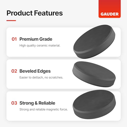 GAUDER Black Magnets for Crafts | Ceramic Industrial Magnets Strong | Ferrite Magnets for Fridges, Whiteboards and Notice Boards (54 pcs)