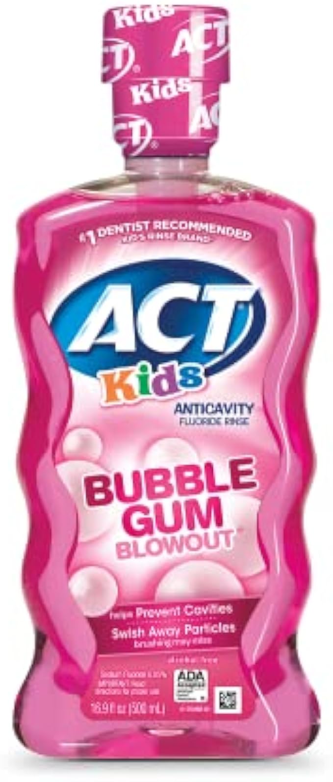 ACT Kids Anticavity Fluoride Rinse Bubble Gum Blowout 16.9 fl. oz. Accurate Dosing Cup, Alcohol Free