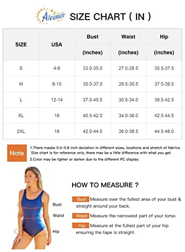 Aleumdr Tummy Control Color Block One Piece Swimsuits For Women Ruched Bathing Suits Padding Push Up Monokini Multicolor Blue 22 Xx-Large #TOP5