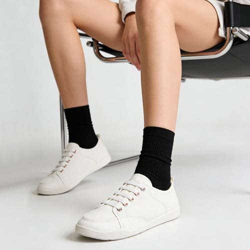 Image of FUNKYMONKEY Slip-On Canvas Sneakers for Women, Comfortable Lightweight Lace-Up Flat Casual Tennis Shoes Breathable Walking Shoes for Everyday Wear