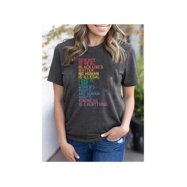 Science-is-Real-Equality-Shirt-Women-Black-Lives-Matter-LGBT-Pride-T-Shirt-Short-Sleeve-Letter-Print-Vintage-Tee-Top Science is Real Equality Shirt Women Black Lives Matter LGBT Pride T-Shirt Short Sleeve Letter Print Vintage Tee Top (M, Gray)
