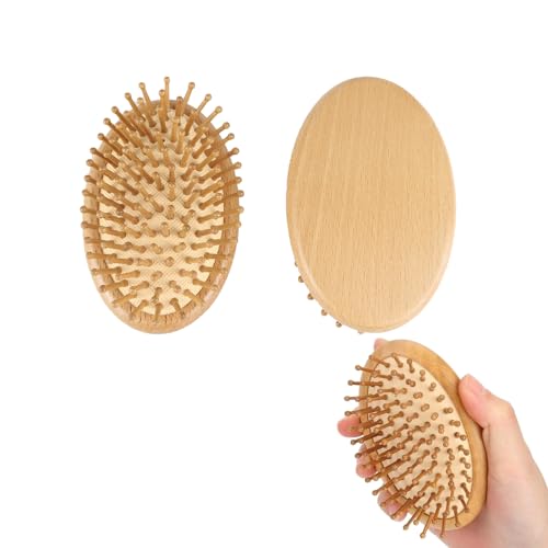 JEOPKO 2PCS Wood Scalp Massager Brush, Small Wooden Hair Brush Bamboo Hair Brush Bamboo Brush Bamboo Scalp Massager Scalp Brush Wooden Massage Tool Hand-Sized Grooming Tool
