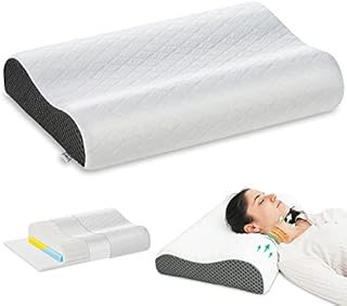 Joynox Cervical Memory Foam Pillow for Neck Pain and Shoulder Pain, Adjustable Orthopedic Contour Support Pillow, Ergonomic Bed Pillow for Back, Side, Stomach Sleepers - Queen Size(White)
