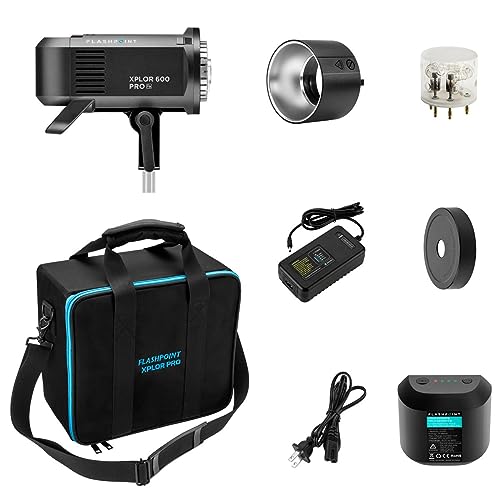 Flashpoint XPLOR 600 PRO Li-ion Battery-Powered HSS Strobe Light with Built-in R2 2.4GHz, Bowens Mount 600w Wireless Monolight with 360 Full-Power Flashes for Outdoor Strobe Light Photography
