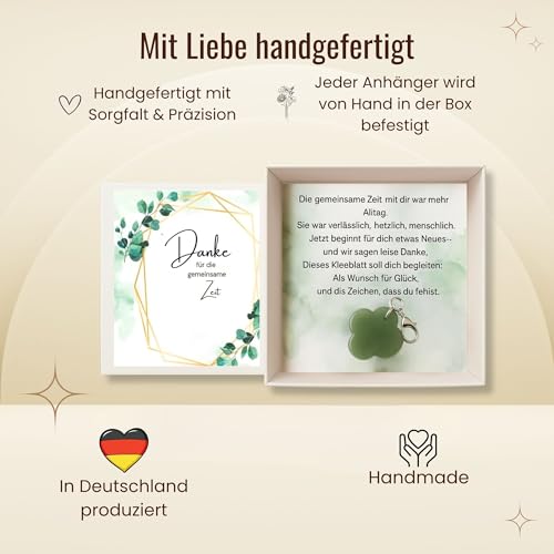 Milaboo® Handgefertigte Geschenkbox mit Kleeblatt-Anhänger – Glücksbringer mit Botschaft (Du schaffst das - Opalite)