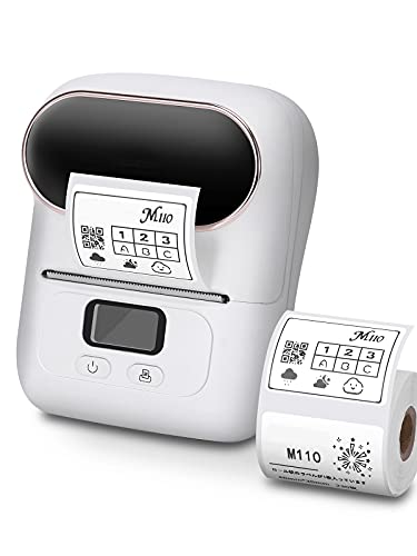 Label Maker, Phomemo M110 Label Maker, Barcode Label Printer Compatible with iOS & Android, Portable Thermal Label Maker for Small Business, Address Labels, Reatil, Images, White