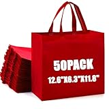 Retainbre 50Pcs Reusable Non Woven Shopping Bags Large Foldable Totes Bag with Handles Grocery Handbag Bulk for Boutiques