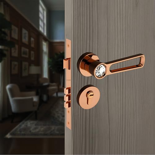 Image of Nice Mortise Door Handle Lock Set /Premium Zinc Alloy Door Handle with Locks /Heavy-Duty Main Door Handle with Lock for Home, Office & Hotel Doors - 3 Years Warranty (PVD Bronze)