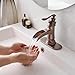 Homevacious Bathroom Faucet Copper Waterfall Bathroom Sink Faucets with Single Handle Rustic Vanity Farmhouse RV Faucet Suitable for 1 or 3 Holes with Pop-up Drain Deck Plate Hose