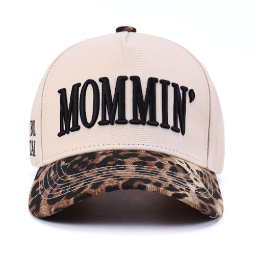 Image of Vintage Two-Tone Trucker Hat Adjustable Baseball Cap with Mommin Embroidery Ponytail Fit Unisex Outdoor Casual Headwear