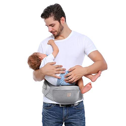 GAGAKU Baby Hüftsitz Leichte Taille Hocker 4 Tragepositionen für Kinder 0-36 Monate Neugeborenes - Grau
