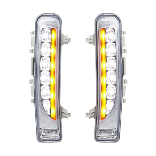 Astra Depot Compatible for 2011-2014 Ford Edge SUV 12-LED DRL White Daytime Running Amber Dynamic Turn Signal Lamps
