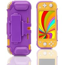 ECHZOVE Switch Lite Case for Kids, 3-in-1 Protective Grip Cover with Built-in Kickstand and Game Card Storage for Nintendo Switch Lite, Lightweight TPU Travel Case, Purple