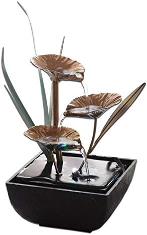 Decorative Indoor Water Fountains Lotus Fountain Resin Crafts Gifts Feng Shui Wheel Desktop Water Fountain for Home Office