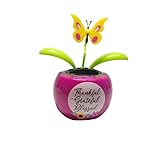 Purple Solar Power Flip Flap Flower Insect for Car Decoration Swing Dancing Flower Eco-Friendly Bobblehead Solar Dancing Flowers in Colorful Pots Car Solar Flower