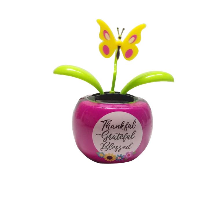 Purple Solar Power Flip Flap Flower Insect for Car Decoration