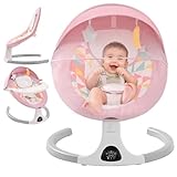 Balancelle Bebe Electrique, Balançoire électrique pour bébé avec Bluetooth, 5 Vitesse de swing, 3 positions d'angle, Télécommande et écran tactile Transat pour bébé avec plateau amovible (Rose)