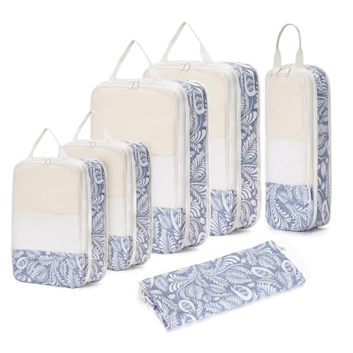 Narwey 6 Set Compression Packing Cubes for Suitcases and Bac
