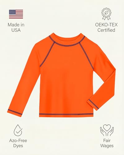 Image of City Threads Rash Guard for Boys SPF 50+ Made in USA, Long Sleeve Swim Shirt with Sun Protection, Toddler, and Youth Sizes