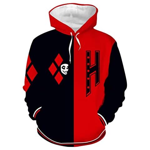 V-will Halloween Cosplay Costumes Pullover Hoodies Printed Casual Hooded Jackets Sweatshirt Outerwear for Adults (Hoodie Red, S/M) Cover