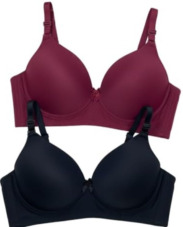 Image of Women's Lycra Lightly Padded Full Coverage Wirefree T-Shirt Bra Combo Pack of 2
