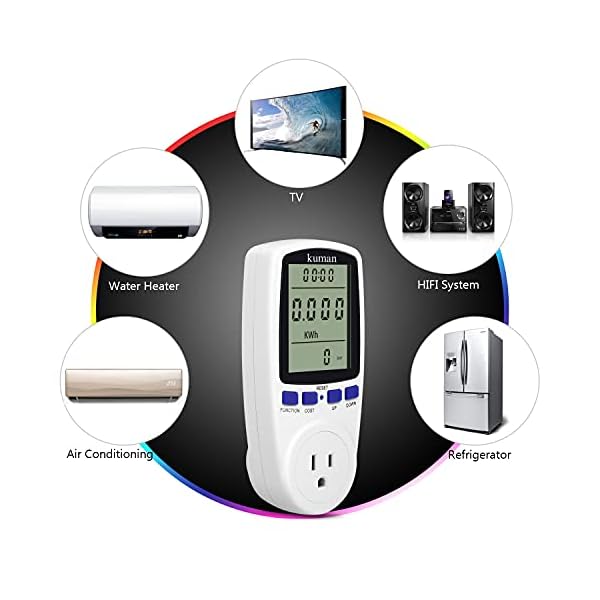 kuman KW47US Electricity Usage Monitor Plug Power Watt Voltage Amps