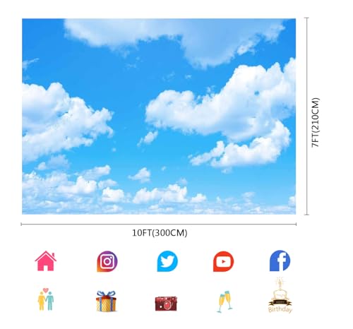 Fondo fotográfico cielo azul con nubes 10x7ft miniatura 2