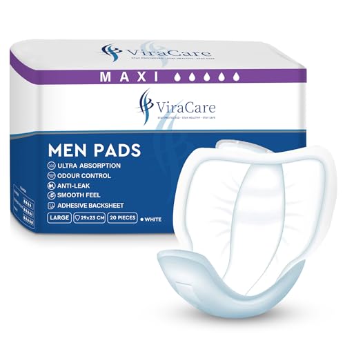 20 x Maxi Incontinence Pads Men | Adhesive Backsheet & Ultra Absorption | Mens Incontinence Pads | Pad for Men | Male Incontinence Pad | Size 29x23 cm | (1 Pack of 20)