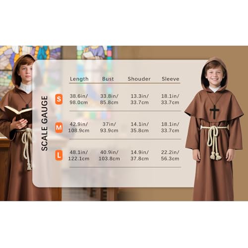 Disfraz completo de monje medieval para niños miniatura 6