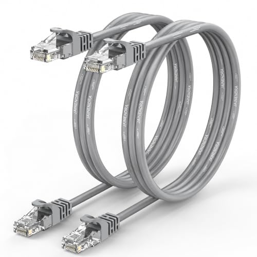 Image of Cat6 Ethernet Patch Cord (Pack of 2) | RJ45 LAN Cable | 1Gbps 250MHz | 24AWG Pure Copper | Snagless Gold Plated | UTP Gigabit Network Cable for Router Modem Switch PC (Grey, 10m)