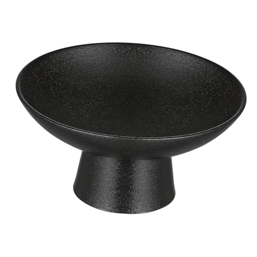 Cabilock Assiette Japonaise Céramique Noire Artisanale pour Snacks et Sauces Plateau à Biscuits Pied Vaisselle Créative pour Maison et Événements Réutilisable
