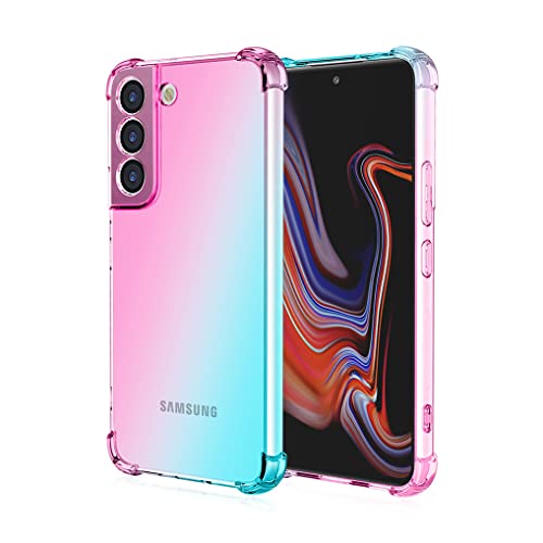 SEAHAI Funda para Samsung Galaxy S23 Plus 5G / S23+ 5G, Gradiente Vistoso Transparente Cristal TPU Carcasa Estuche, Antigolpes Case de Ultradelgado Suave Silicona Bumper, Rosa/Verde Cover