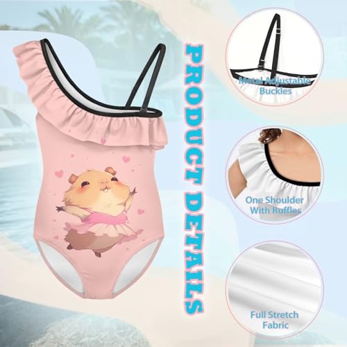 Image of Girls Swimsuit One Piece Ruffle Swimsuit Non-Slip Straps UPF 50+ for Girls Size 3-14 Years